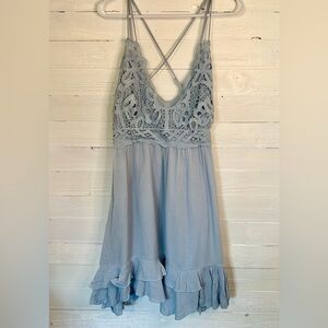 NWT Chelsea & Violet lace mini dress, light blue, women’s size medium.